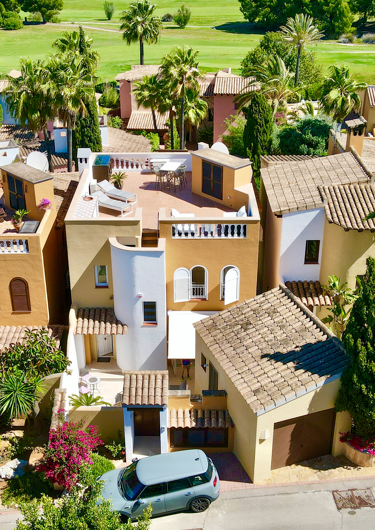 An image of a beautiful Torre-style house in Abubillas, showcasing classic Mediterranean architecture with distinctive tower elements. The house features a charming, rustic façade with terracotta roofing, arched windows, and a well-maintained garden. Inside, the home boasts spacious living areas, traditional stone walls, and modern finishes that enhance its timeless appeal. The outdoor space includes a private pool, terraced areas, and lush gardens, all offering a serene and private atmosphere, making this property a perfect blend of tradition and luxury.