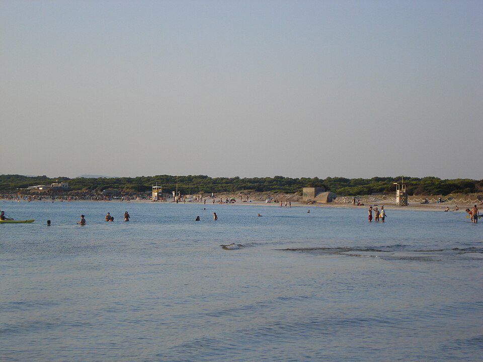Shallow sea beside Es Trenc beach